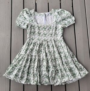 Krewe Du Q Croix Floral Coquette Fit & Flare Puff‎ Sleeve Mini Dress Size M